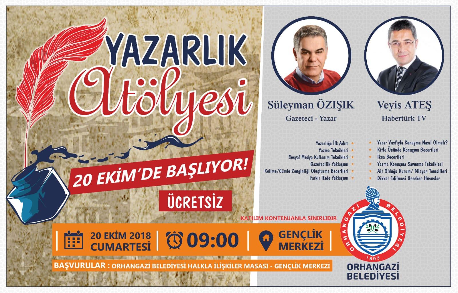 YAZARLIK ATÖLYESİ EĞİTİMLERİ BAŞLIYOR 
