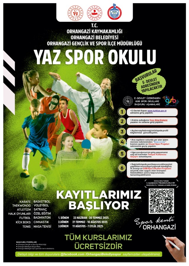 Orhangazi Belediyesi, Kaymakamlık ve İlçe Spor Müdürlüğü İş Birliğiyle Yaz Spor Okulu Açıyor