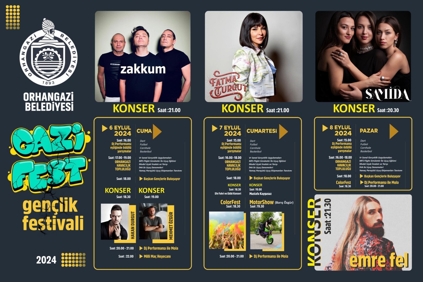 Orhangazi Belediyesi'nden Gençlik Festivali: Zakkum, Fatma Turgut, Emre Fel ve Daha Fazlası GaziFest’de